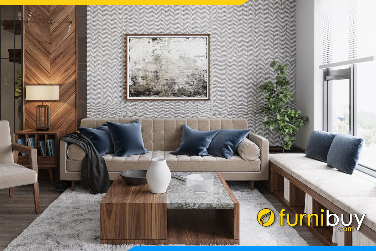 sofa vang hien dai boc ni nhung cao cap ke phong khach chung cu
