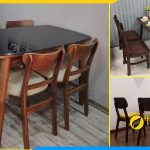 ảnh bộ bàn ăn 4 ghế gỗ sồi màu óc chó đẹp tại Furnibuy