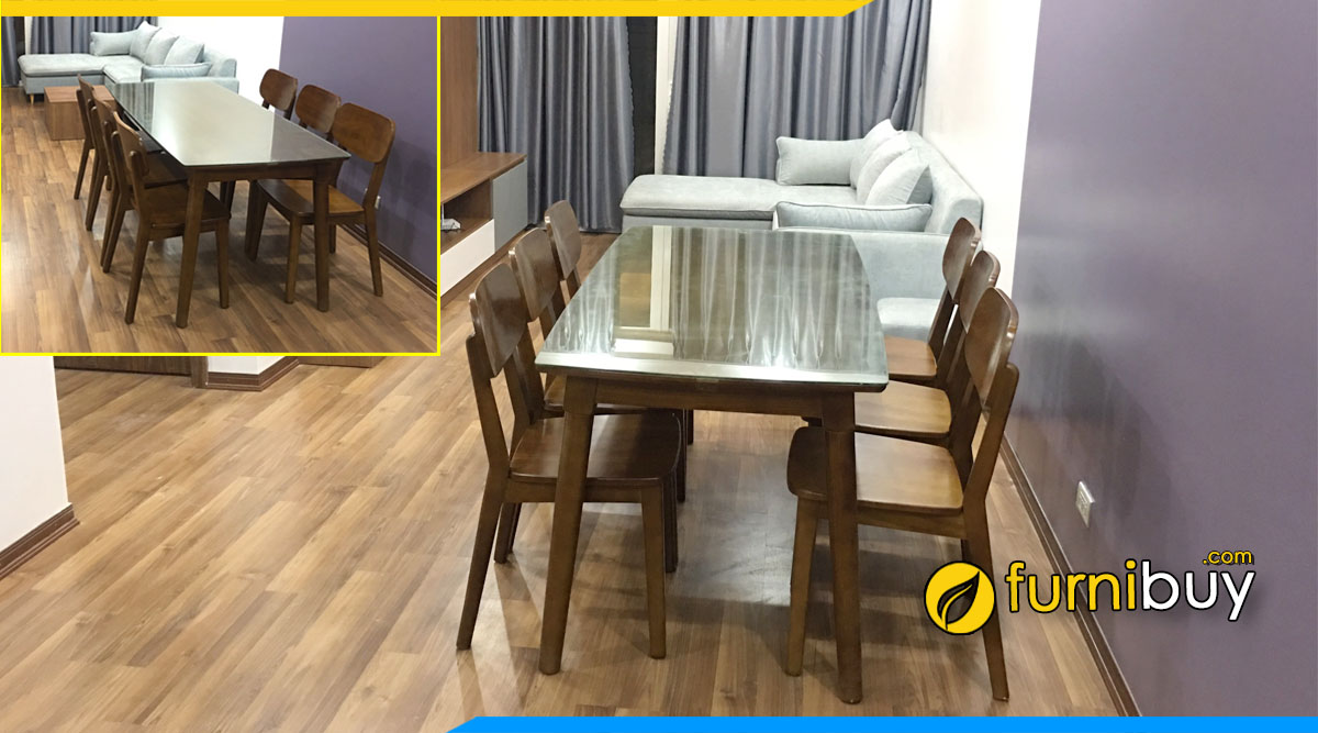 hình ảnh bộ bàn ăn gỗ sồi hiện đại 6 ghế BA037 tại chung cư Ngoại Giao Đoàn