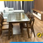 hình ảnh bộ bàn ghế ăn gỗ sồi đẹp hiện đại màu óc chó được ưa chuộng nhất năm nay