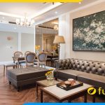 ghe sofa da 2m4 dang vang tan co dien ke phong khach cao cap