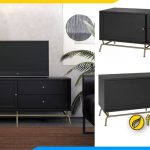 hình ảnh mẫu kệ tivi màu đen gỗ công nghiệp khung sắt chắc chắn