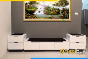 Hình ảnh kệ tivi gỗ công nghiệp kết hợp tủ nhỏ FBK017