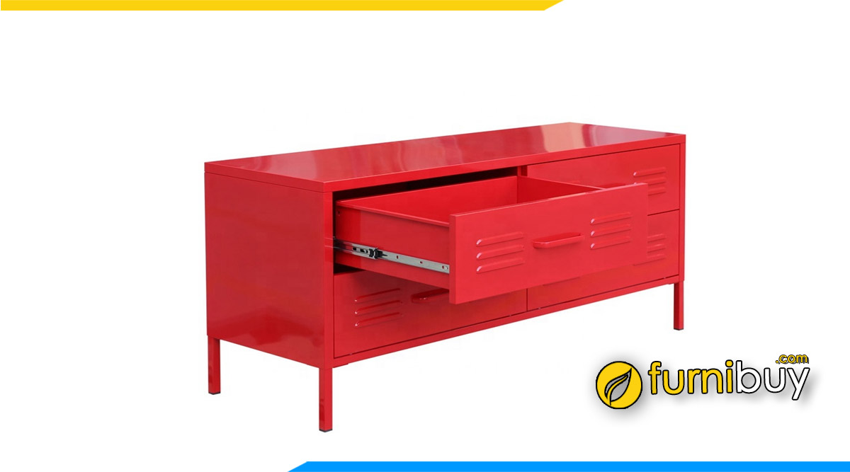 hình ảnh mẫu kệ tivi màu đỏ chân gỗ cao 1m4