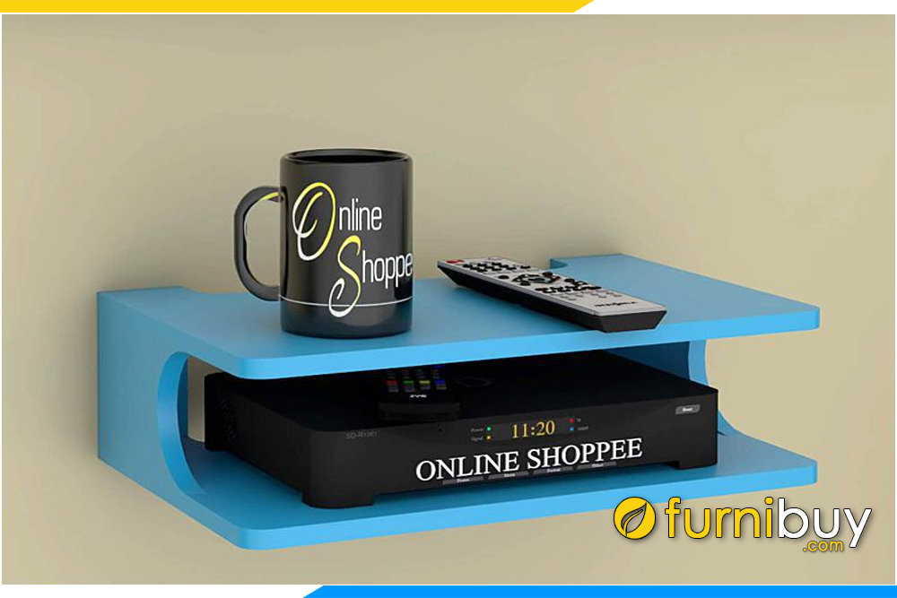 Hình ảnh Mẫu kệ tivi màu xanh da trời gỗ MDF treo tường cỡ nhỏ mini