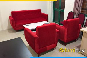 Chọn bàn ghế sofa nhung văn phòng màu đỏ đẹp giá rẻ FBVP1006