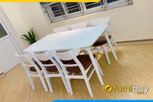ảnh bộ bàn ăn hiện đại 6 ghế Mango màu trắng BA035A