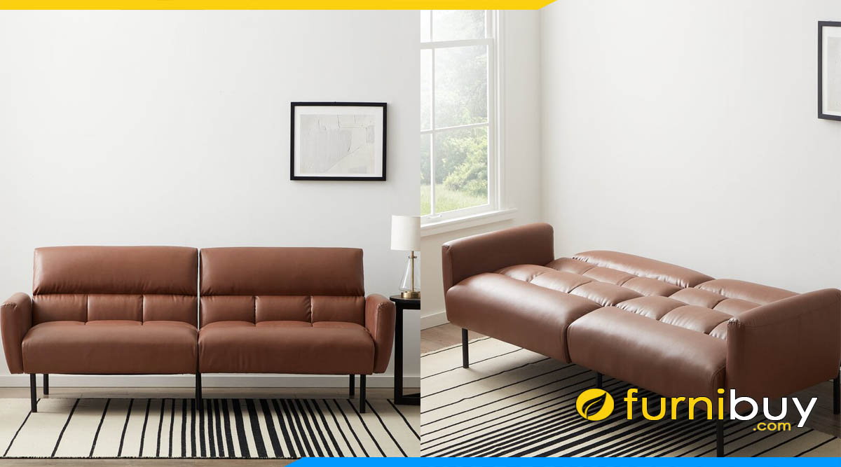 ghe sofa keo ra thanh giuong thong minh ke phong khach mau nau