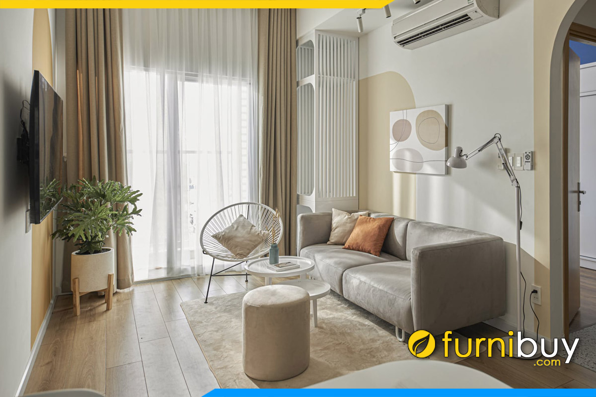 ghe sofa ni nho gon mini hien dai ke phong khach chung cu
