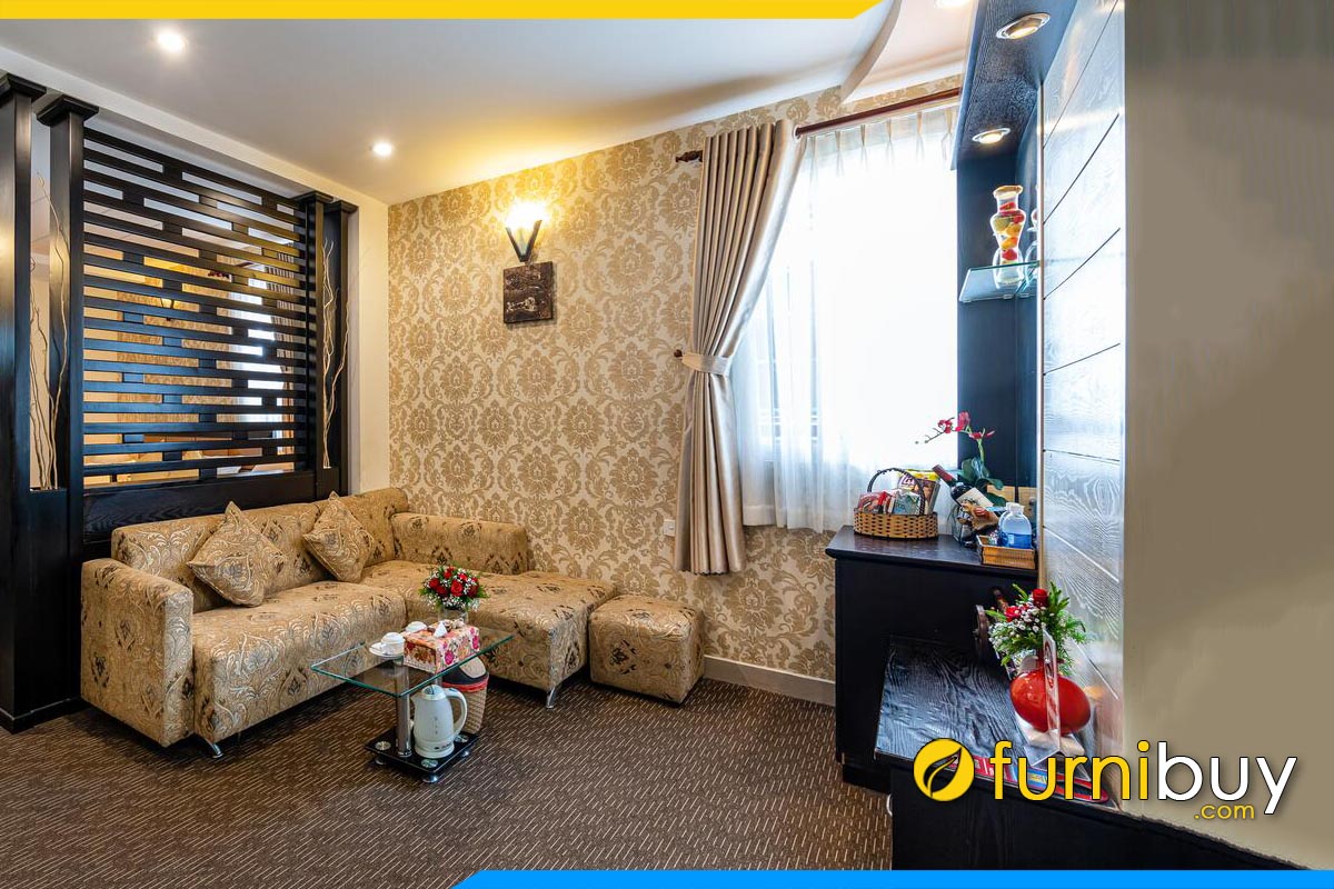 ghe sofa phong khach chu l boc ni hoa van noi bat