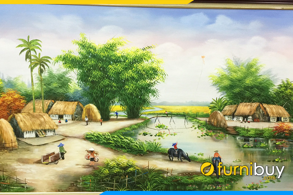 Tranh vẽ phong cảnh làng quê việt nam đẹp nhất  tranh phong thủy