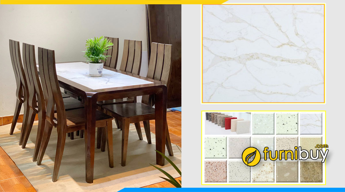 hình ảnh Bộ bàn ghế ăn mặt đá đẹp sang trọng