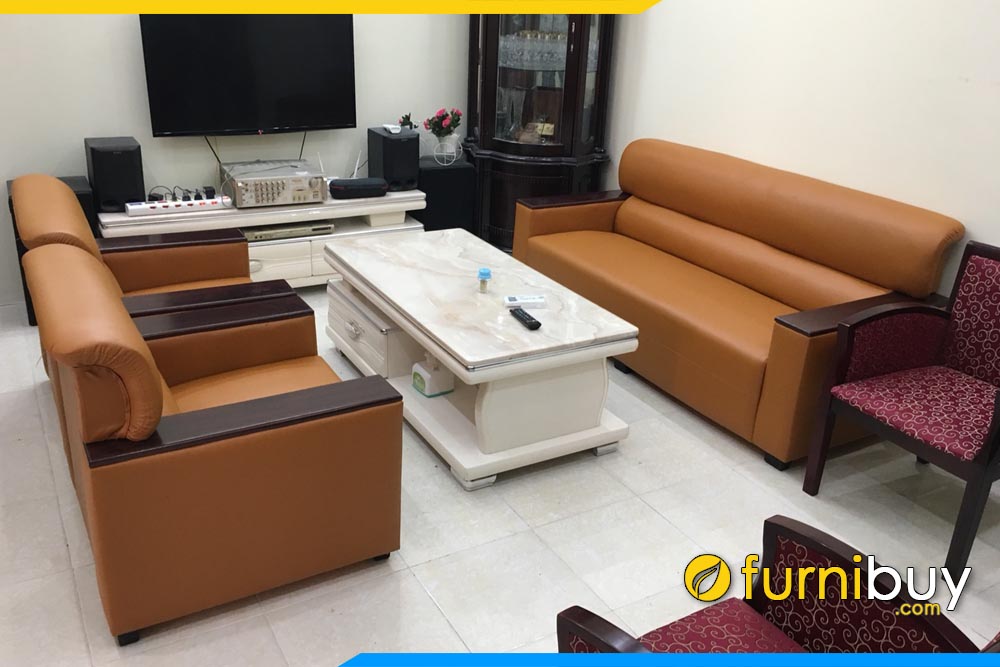 bo sofa da op go mau nau ke phong khach nha pho