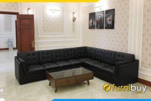 hình ảnh Bộ sofa góc văn phòng màu đen FBVP1013 sang trọng
