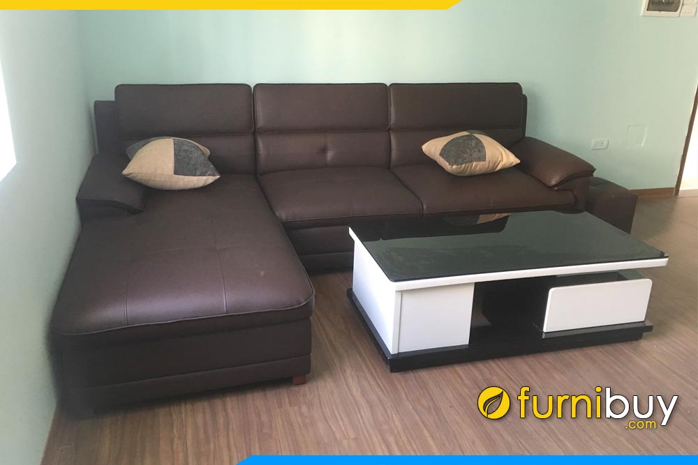 ghe sofa goc chu l boc da bo vien mu nau ke phong khach