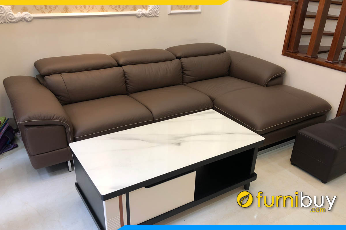 ghe sofa goc chu l mau nau dep co gat gu kieu dang don gian