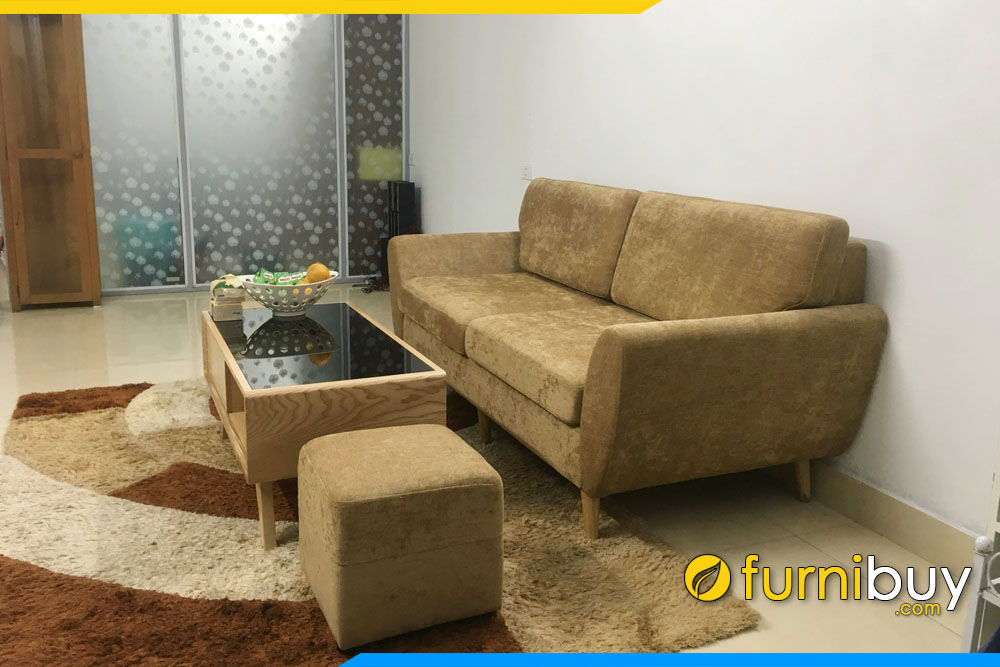 ghe sofa vang mini ke phong khach boc ni nhung dep