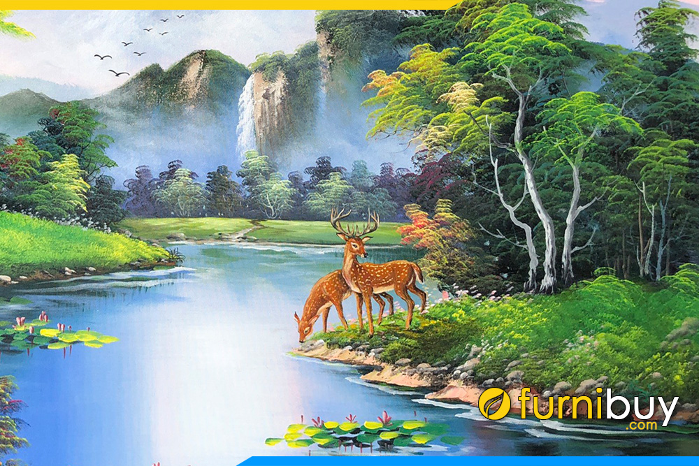 Tranh phong cảnh rừng cây tranh phong cảnh đẹp SD001013  Tranh sơn dầu hà  nội