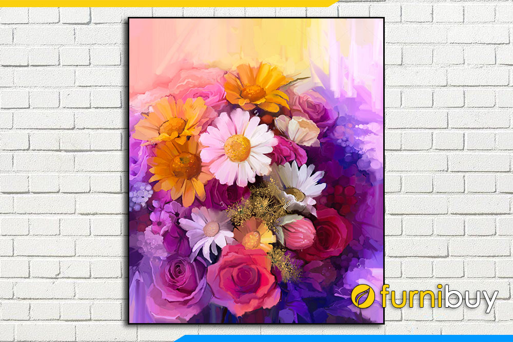 Tranh canvas cac loa hoa dep bon mua