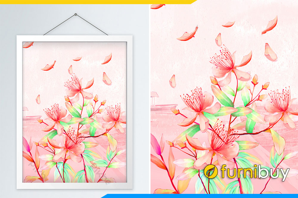 Tranh canvas hoa dao mua xuan kho dung gia son dau