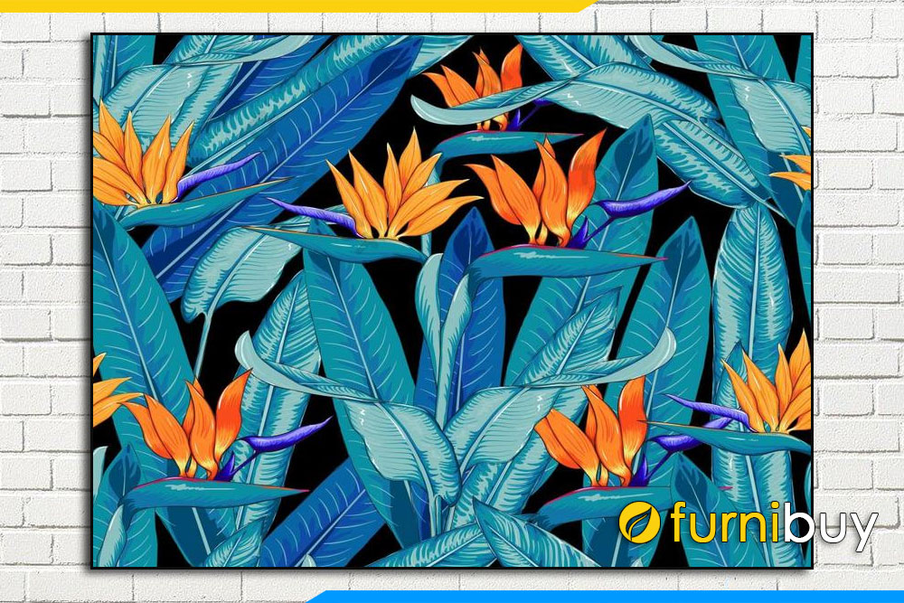 Tranh canvas hoa thien dieu vector blue
