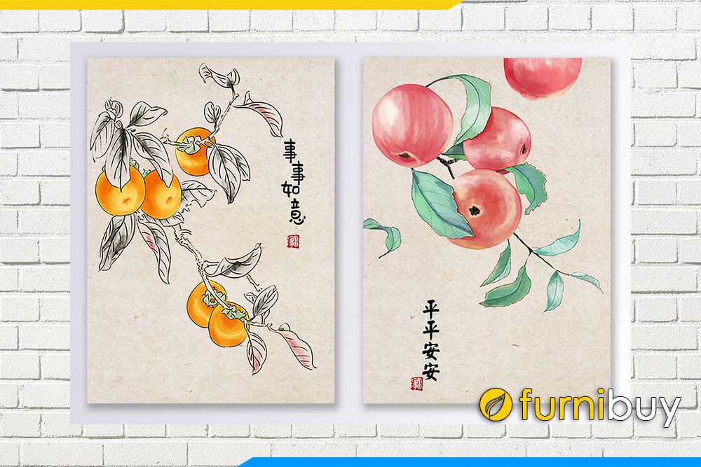 Tranh canvas qua luu treo tuong hop phong thuy