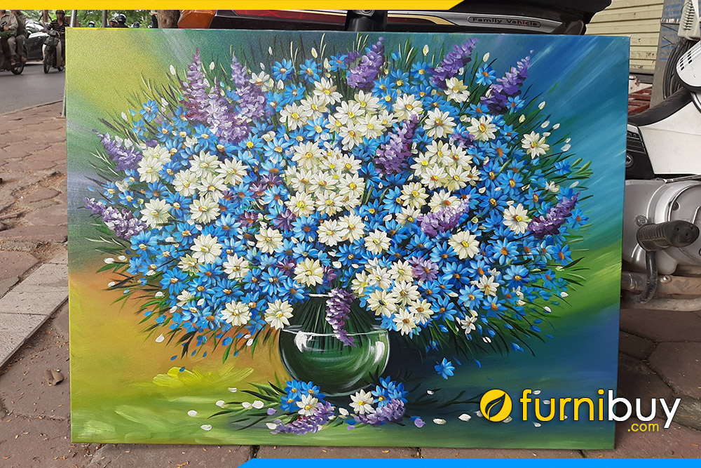 Tranh ve hoa cuc hoa mi va thach thao xanh AmiA SD91904