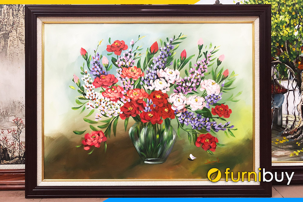 Tranh son dau tinh vat binh hoa hong AmiA TSD 446