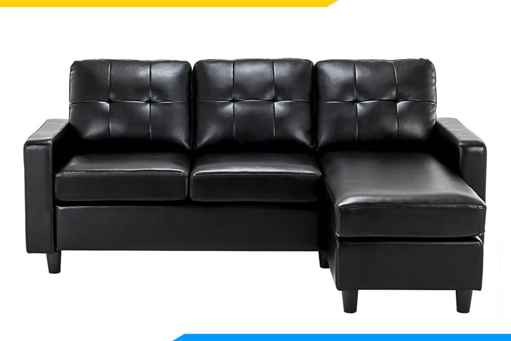 Ghế sofa da 3 chỗ màu đen leira hiện đại mẫu mới nhất