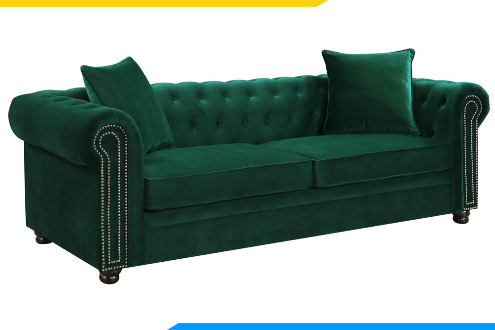 ghe sofa vang tan co dien mau xanh reu