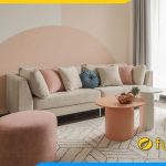 ghe sofa ni mau be dang vang hien dai ke phong khach chung cu