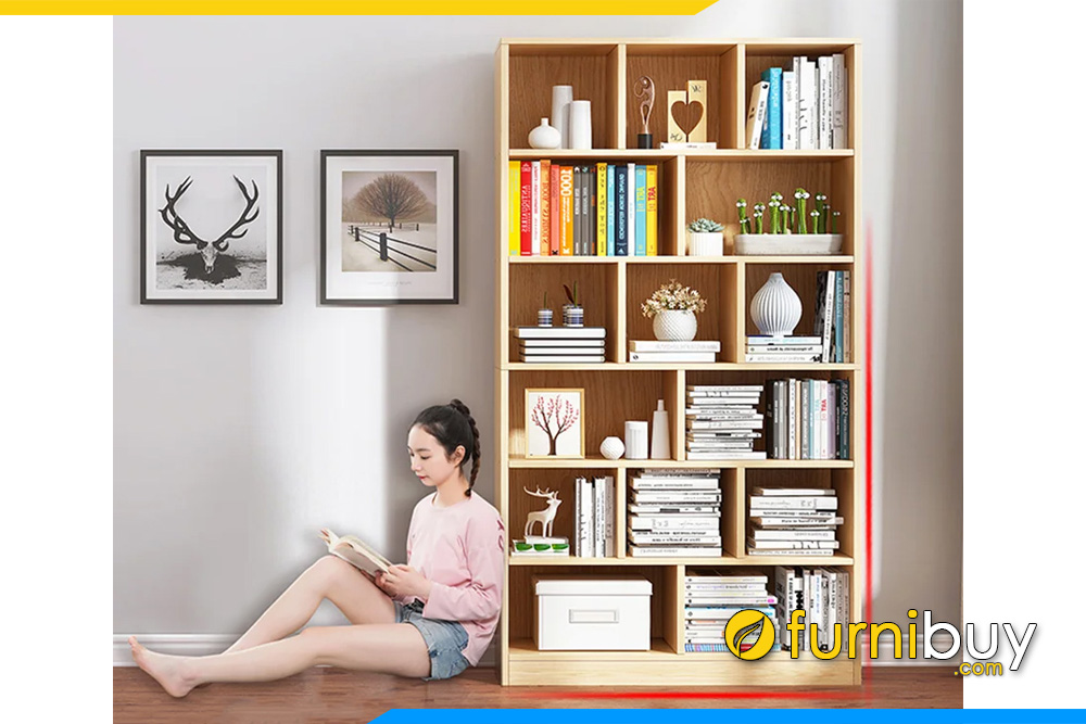 Hình ảnh Giá sách gỗ công nghiệp đẹp hiện đại nhiều ngăn ô đẹp FB KS137