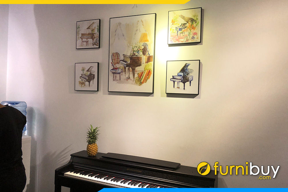 Bo tranh canvas dang dan piano nghe thuat