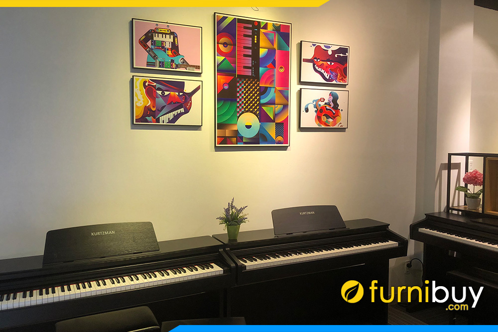 Tranh canvas don sac do truu tuong piano