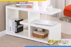 mẫu kệ sách gỗ MDF màu trắng tinh tế fb ks205