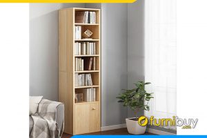 Hình ảnh Tủ kệ sách gỗ MDF 1 cánh chân đế bệt đẹp hiện đại FB KS134