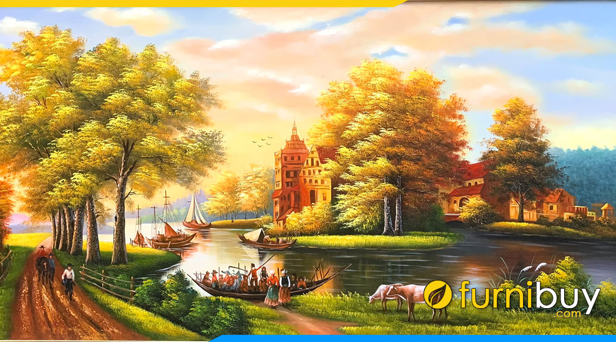 55 Tranh sơn dầu phong cảnh nước ngoài Châu Âu - Sang - Xịn - Chất