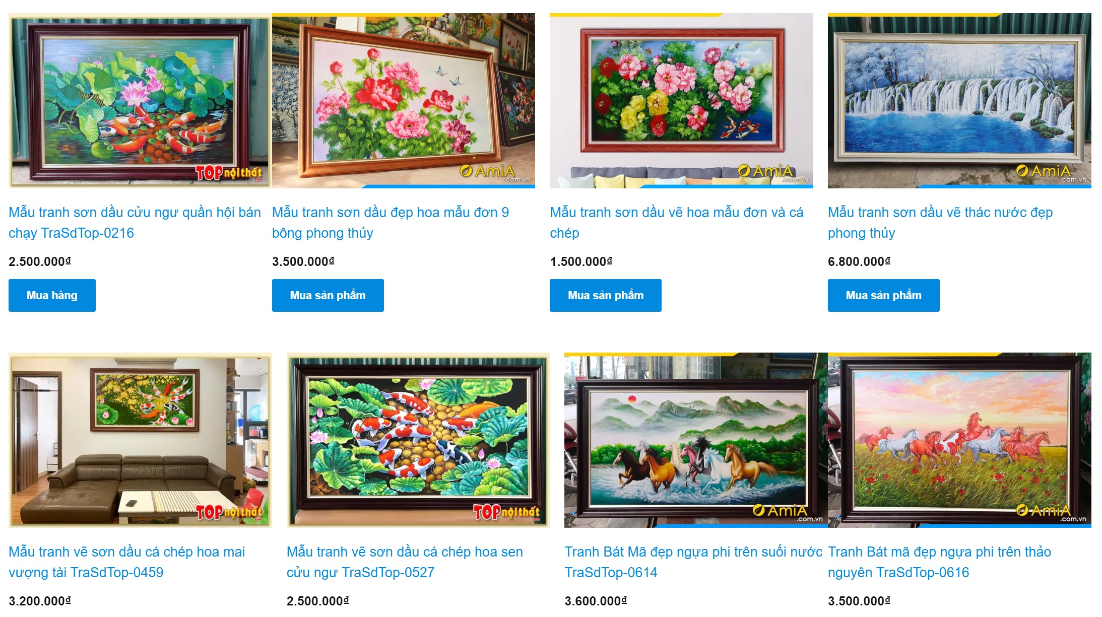 Hình ảnh các mẫu tranh phong thủy đẹp và giá bán