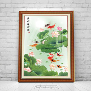 Mẫu tranh cửu ngư quần hội khổ đứng đẹp